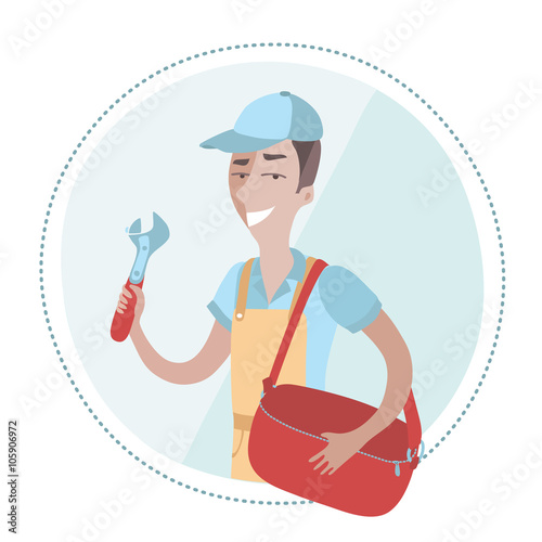 Plumber man dressed in coverall