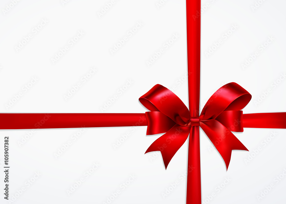 Shiny red satin ribbon on white background Shiny red satin ribbon on white background