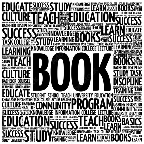 BOOK word cloud, education concept background