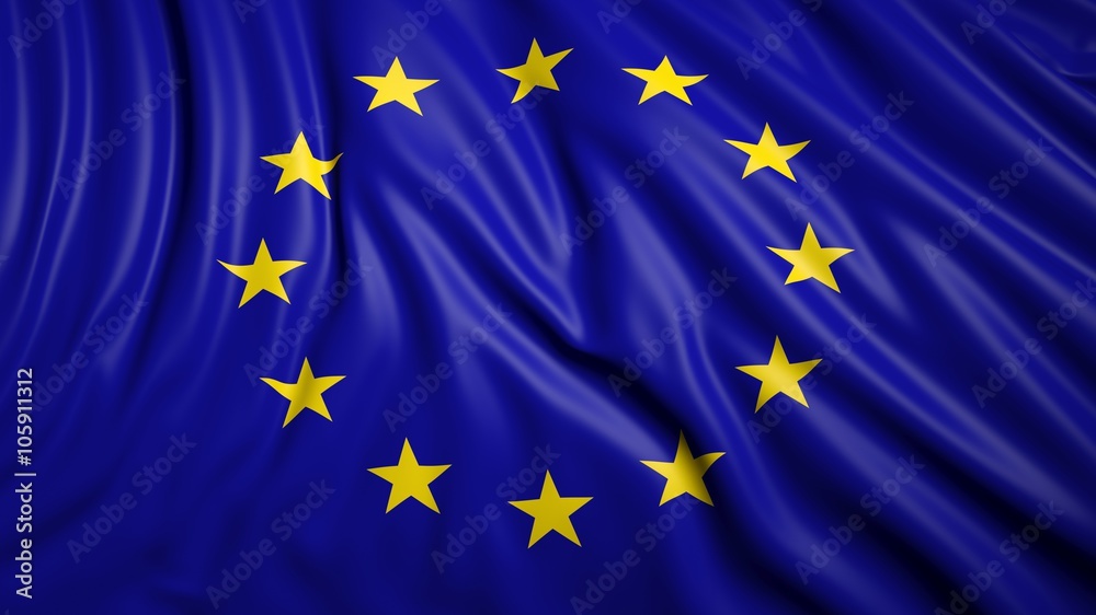 Wavy flag of European Union closeup background Wavy flag of European Union closeup background