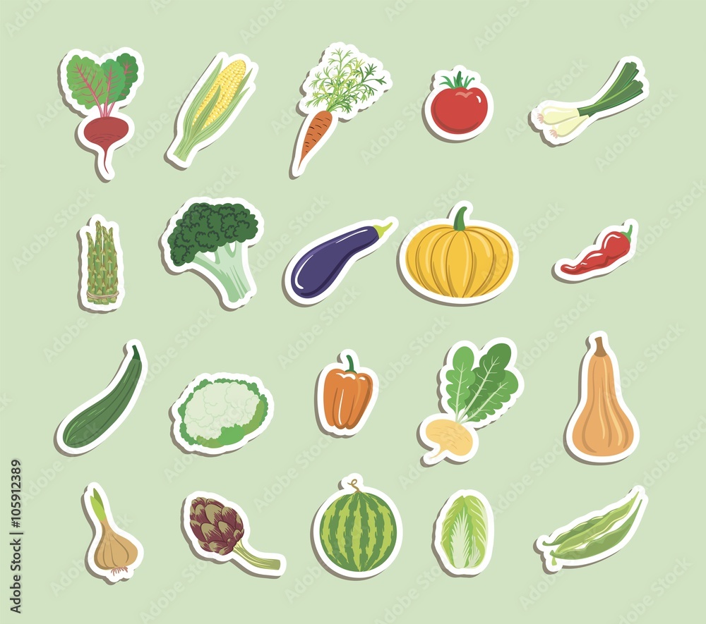 Vegetables colored icons Vegetables colored icons