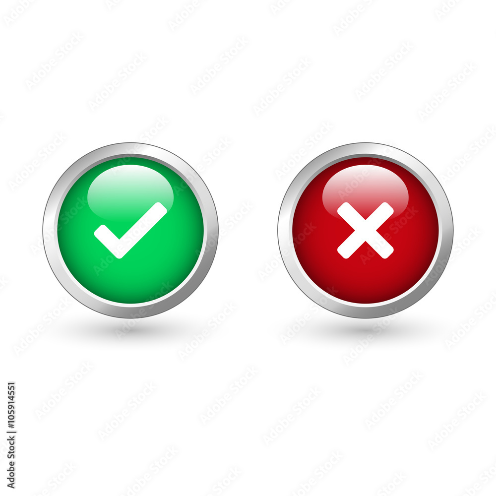 web buttons with check mark and cross web buttons with check mark and cross