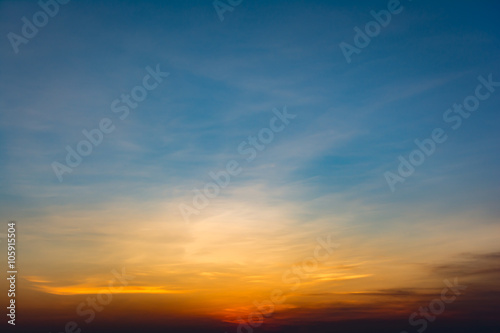 Beautiful dramatic sunset and sunrise sky. © sirins