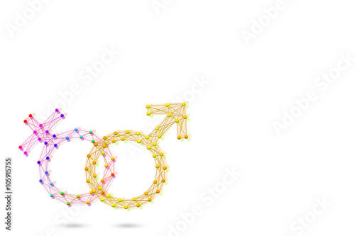 Male female symbols on white background