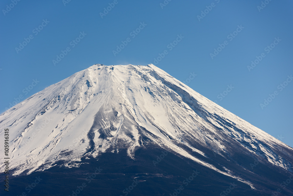 富士山の山頂のクローズアップ