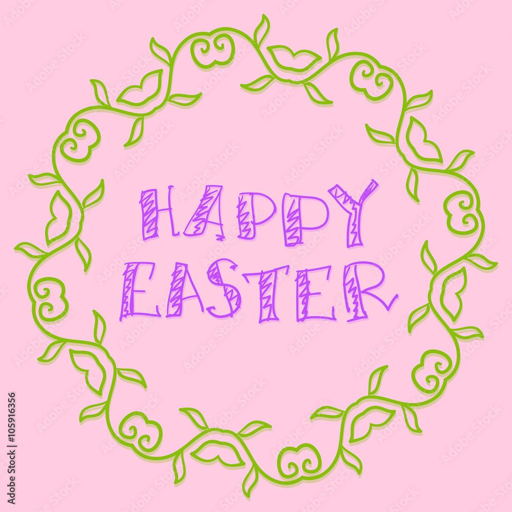 Happy Easter Vector Background Simply Hand Drawn Style Happy Easter Vector Background Simply Hand Drawn Style