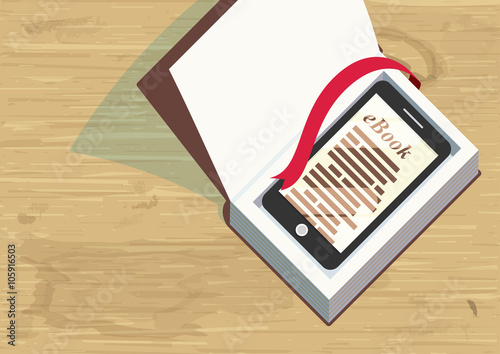 digital eBook reader technology conceptual illustration vector