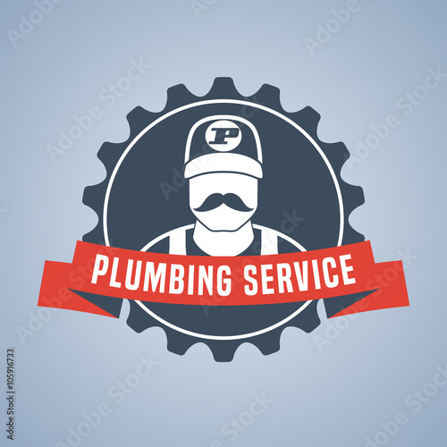 Vector plumbing service logo, sign