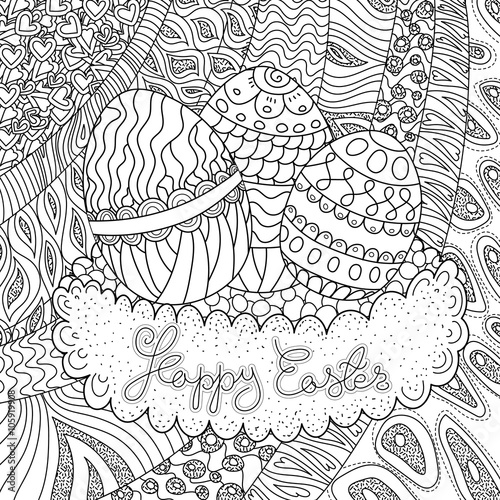 Pattern for coloring book. Ethnic retro design
