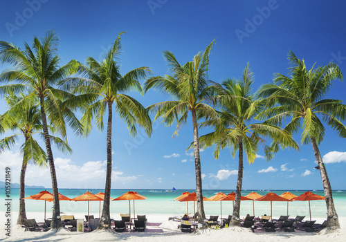 beach lounge bar on tropical exotic boracay island in philippine