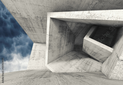Concrete room with cubic structures 3 d