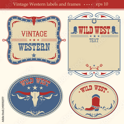 Western labels.Vector symbols and boards for text