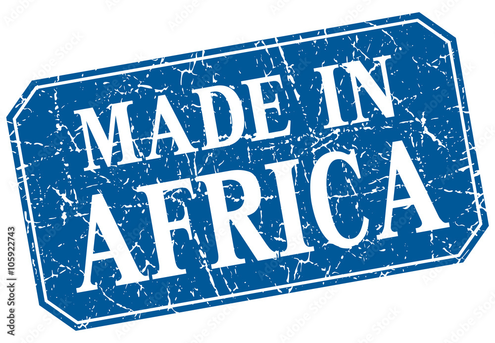 made in Africa blue square grunge stamp