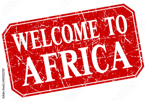 welcome to Africa red square grunge stamp