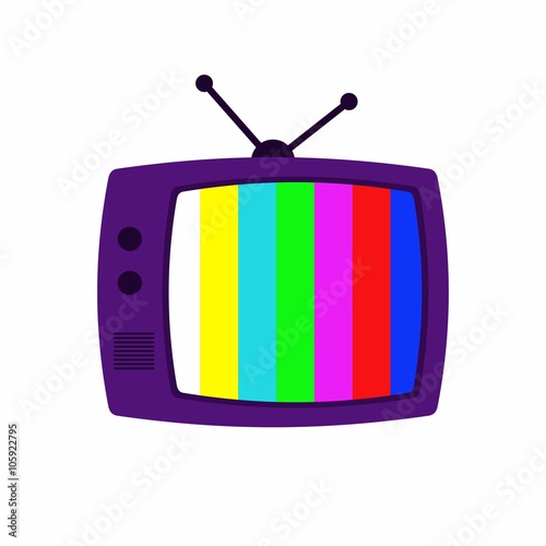 TV icon isolated on white background. Retro TV icon flat style. Black TV icon vector