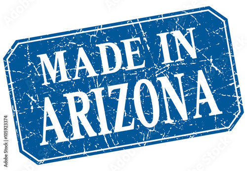 made in Arizona blue square grunge stamp