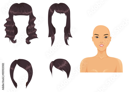 Set of woman haircuts