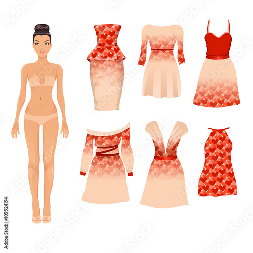 Vector set of different beige and red Valentine's Day cocktail d