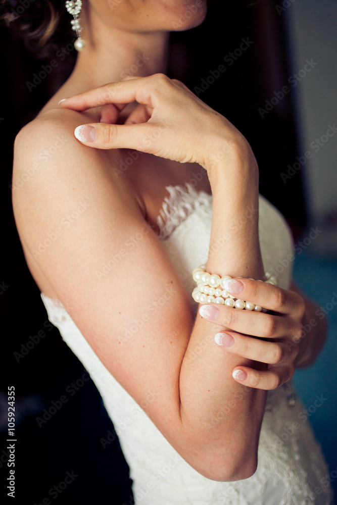 Beautiful bride in gorgeous luxury dress in a loft space in a morning. Modern wedding photo Beautiful bride in gorgeous luxury dress in a loft space in a morning. Modern wedding photo