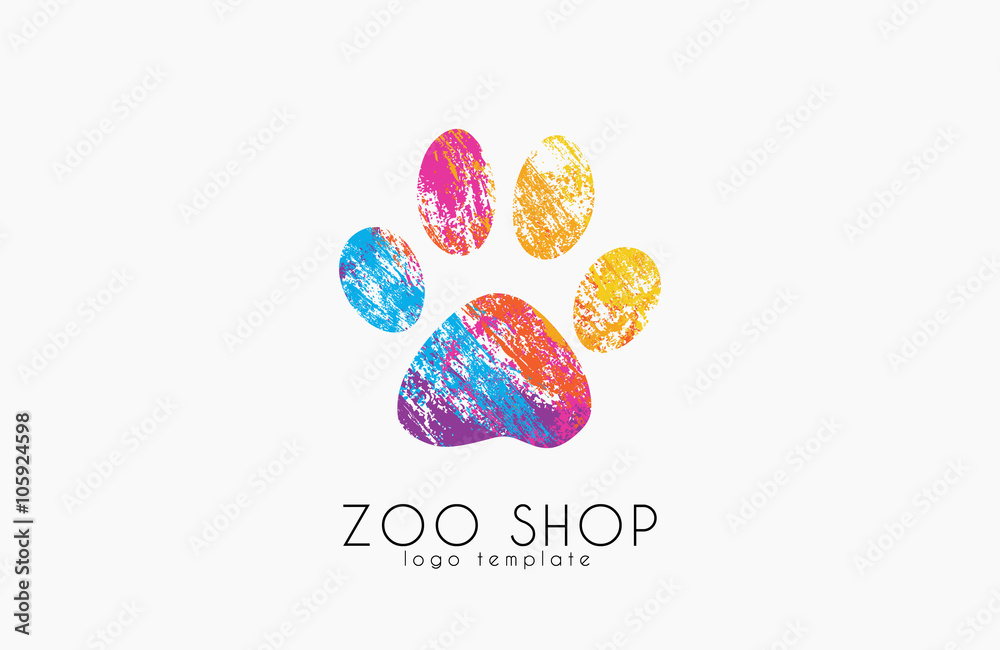 Plakat paw print logo. Creative animal logo. zoo logo. zoo shop ...
