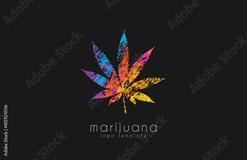 marijuana leaf logo. color marijuana logo. drug logo. creative logo design.