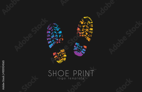 Shoe print logo. Color shoe print. Creative logo.
