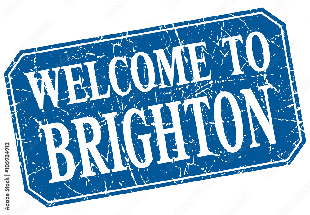 welcome to Brighton blue square grunge stamp