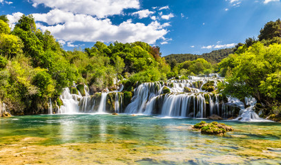 Deken met foto Badkamer Waterval in Krka nationaal park Kroatië  © zm_photo