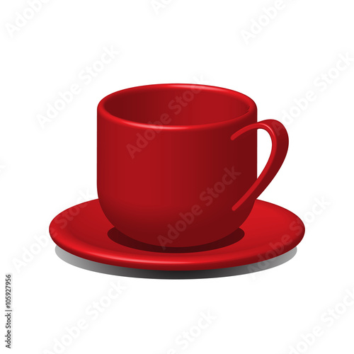 red tea cup, red coffee cup on a saucer, vector
