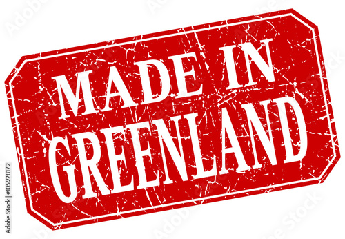 made in Greenland red square grunge stamp