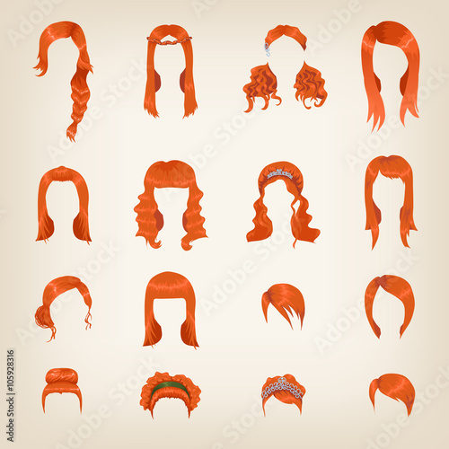 Assortment of female red hair