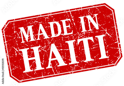 made in Haiti red square grunge stamp