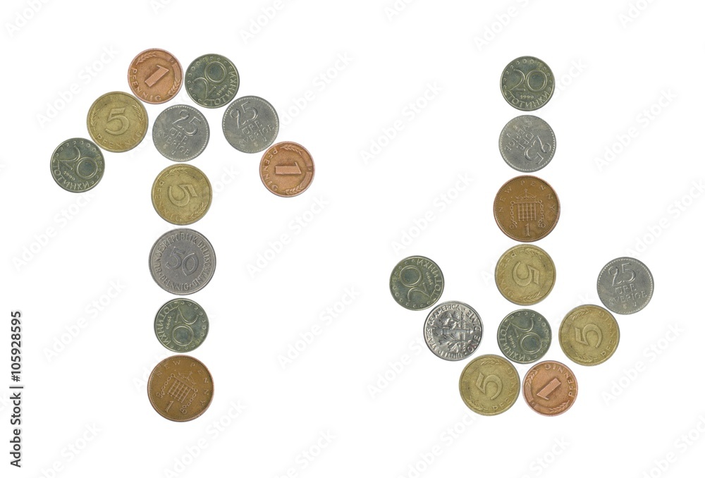 Old Coins Arrows,Up and Down Old Coins Arrows,Up and Down