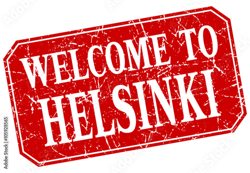 welcome to Helsinki red square grunge stamp