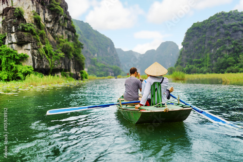Tourists in boat  Vietnam.