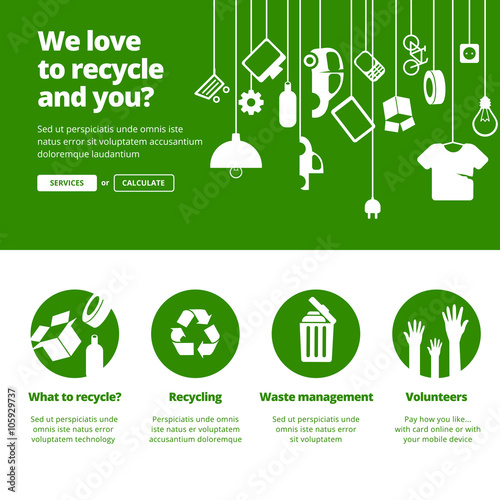 Recycle, Ecology & Waste management banners. 