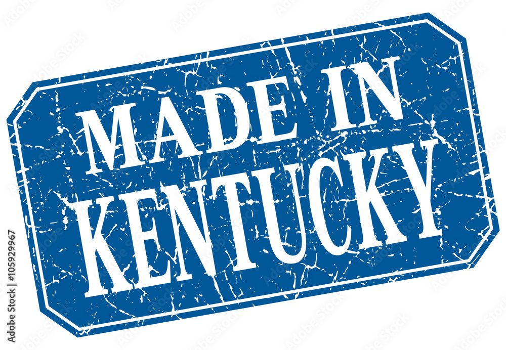 made in Kentucky blue square grunge stamp