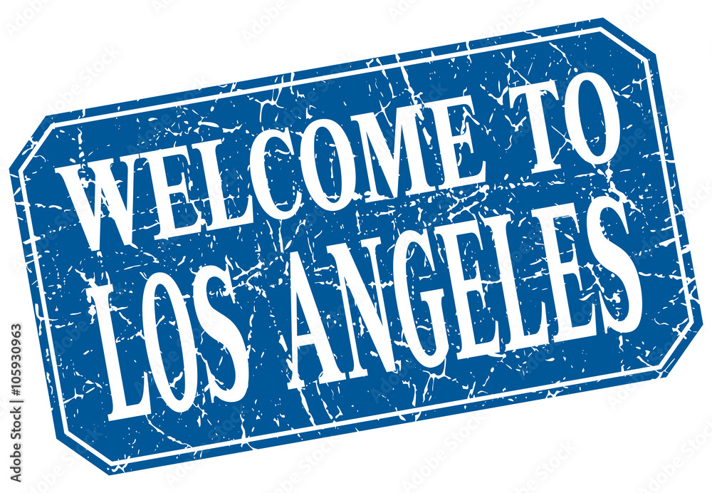 welcome to Los Angeles blue square grunge stamp