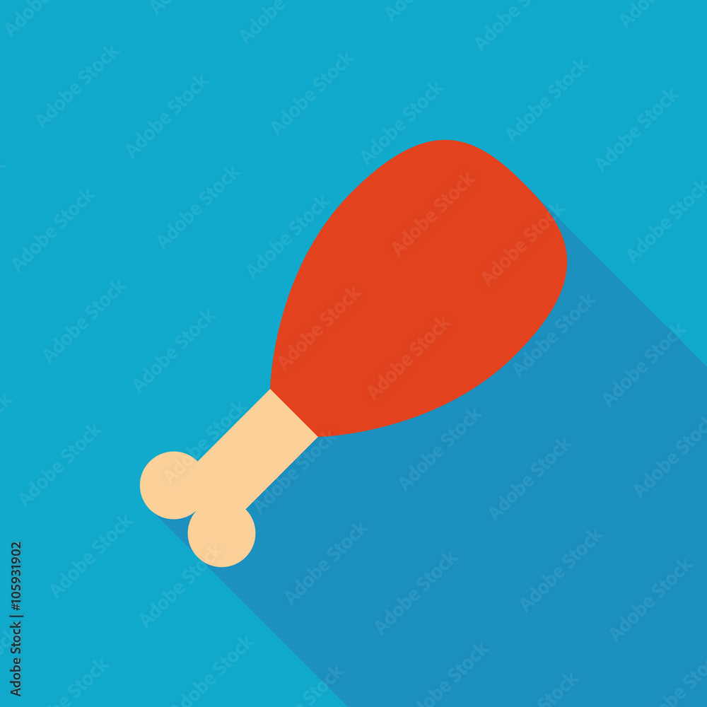 fried chicken icon with long shadow. flat style vector illustration fried chicken icon with long shadow. flat style vector illustration