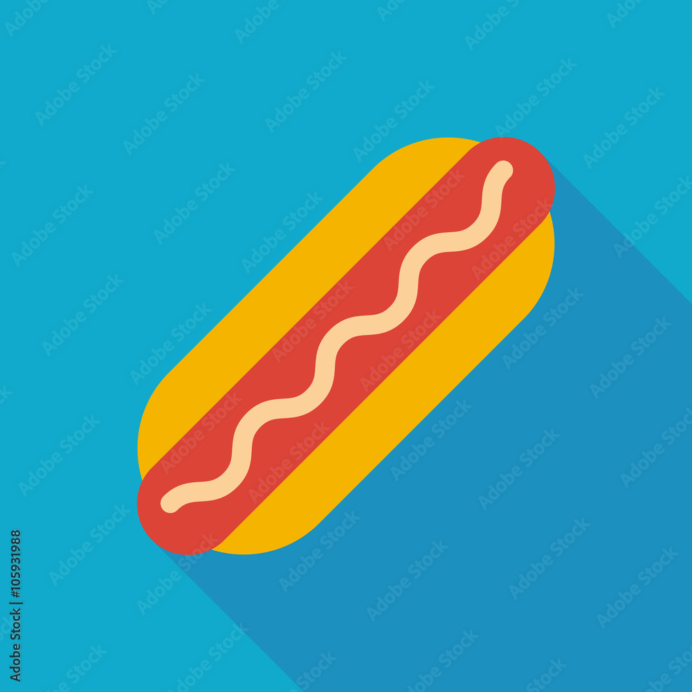 hot dog icon with long shadow. flat style vector illustration hot dog icon with long shadow. flat style vector illustration