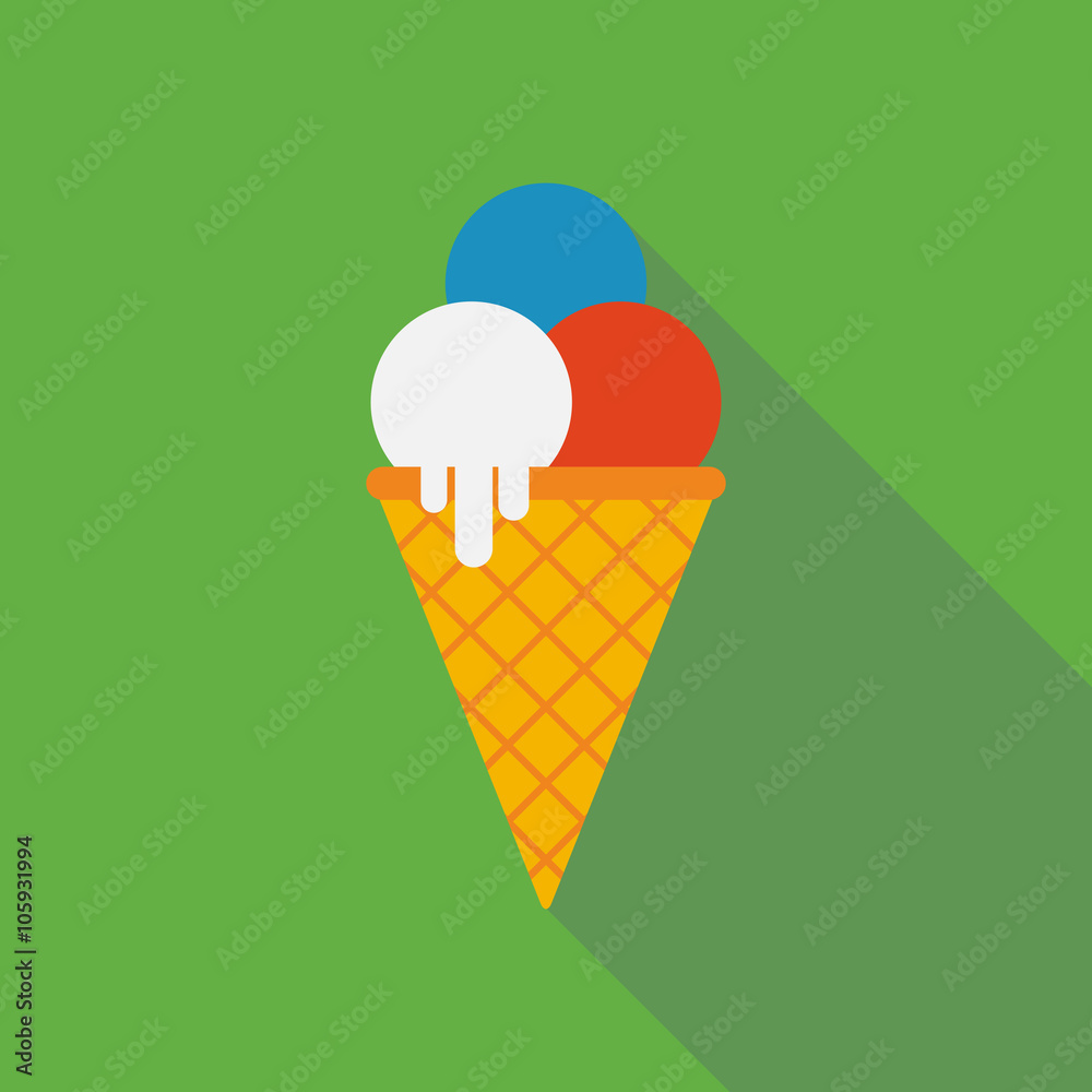 ice cream icon with long shadow. flat style vector illustration ice cream icon with long shadow. flat style vector illustration