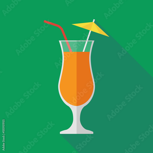 cocktail icon with long shadow. flat style vector illustration
