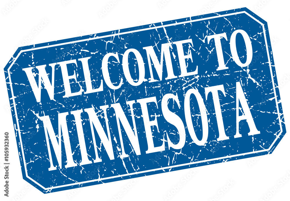 welcome to Minnesota blue square grunge stamp