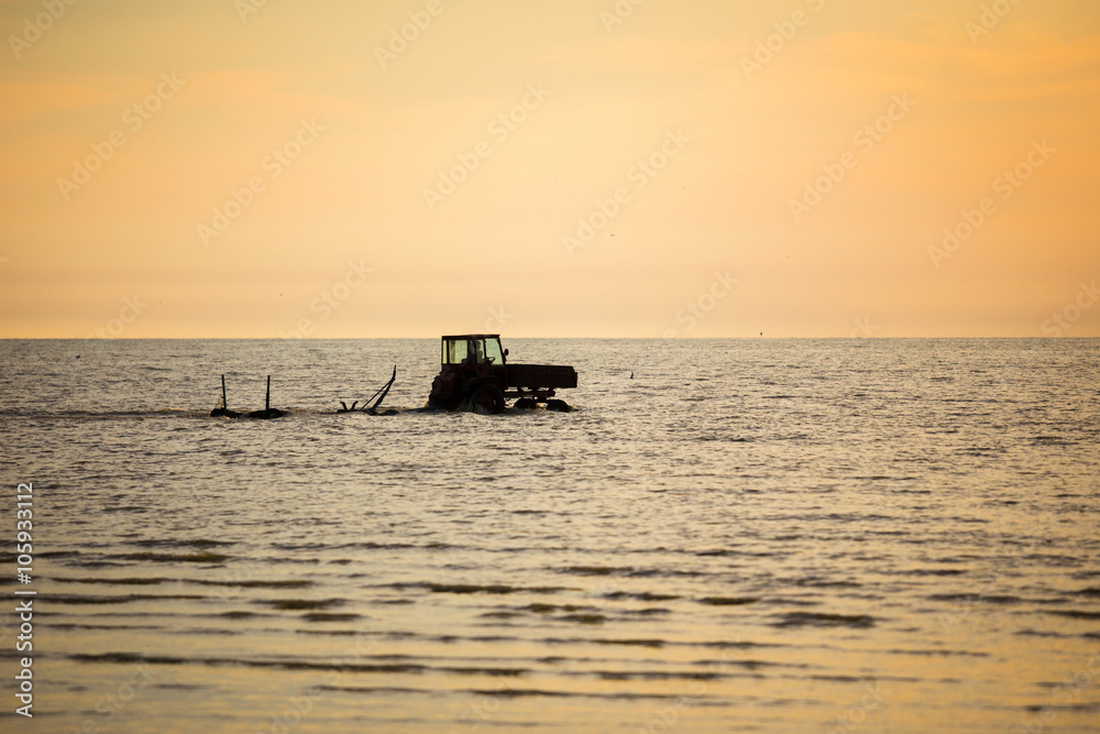 Tractor fishermen boat