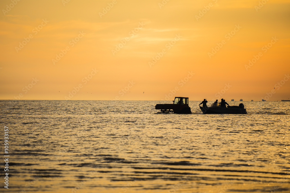 Tractor fishermen boat