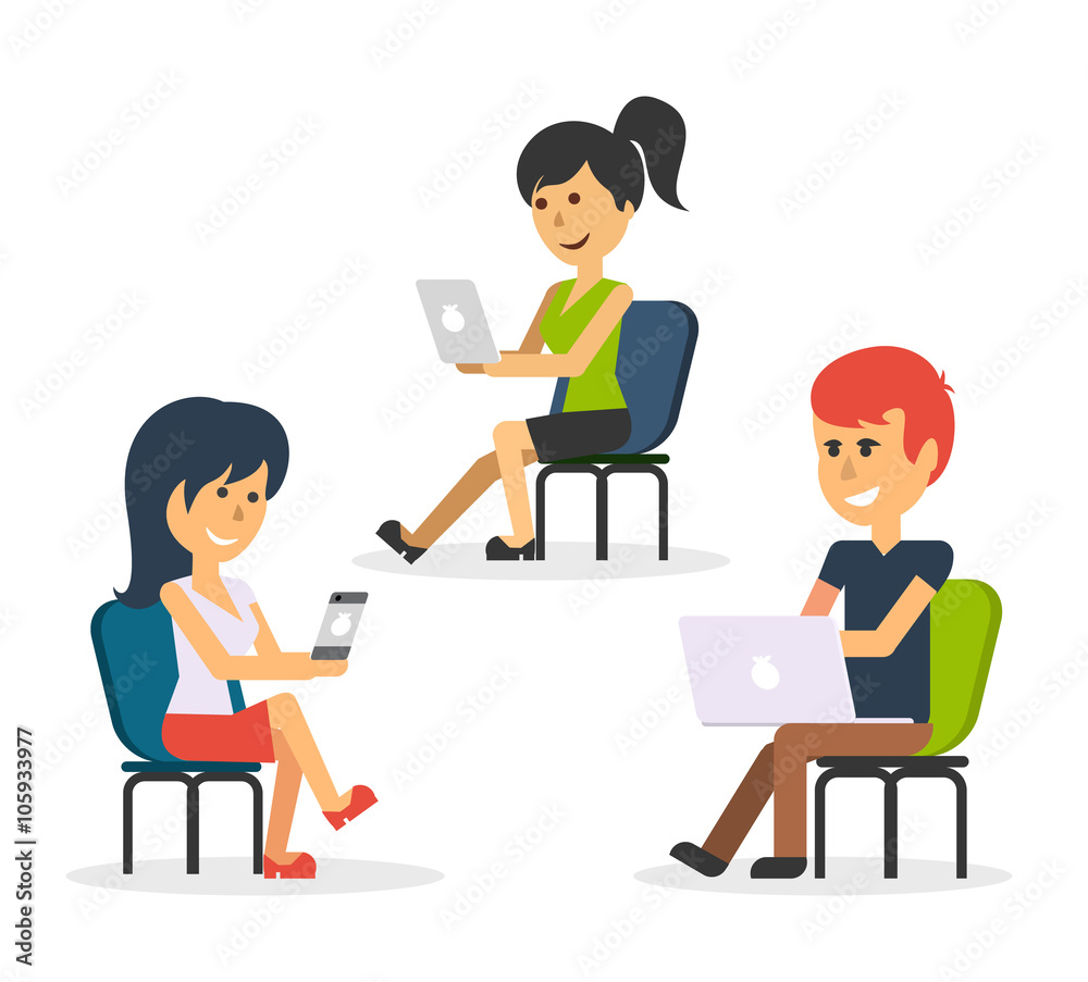 People Work in Office Design Flat People Work in Office Design Flat
