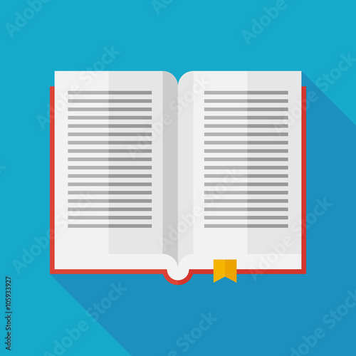 book icon with long shadow. flat style vector illustration