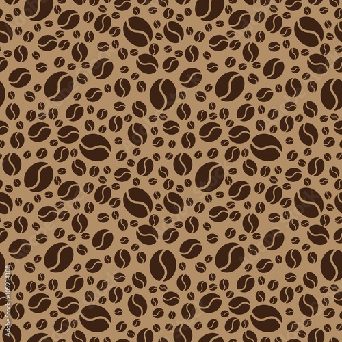 Coffee beans pattern. Coffee seamless background.