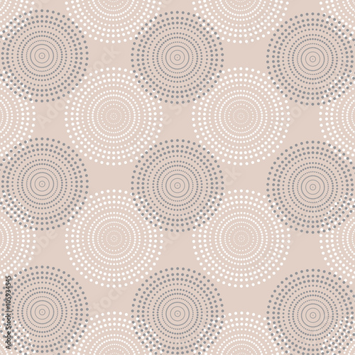 Wallpaper with circles of dots. Abstract illusion.