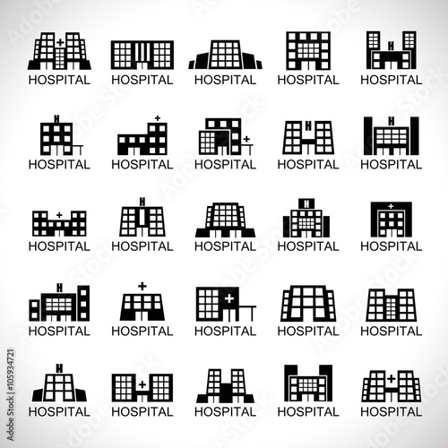 Hospital Building Icons Set-Isolated On Gray Background-Vector Illustration,Graphic Design.For Web,Websites,App,Print,Presentation Templates,Mobile Applications And Promotional Material,Collection